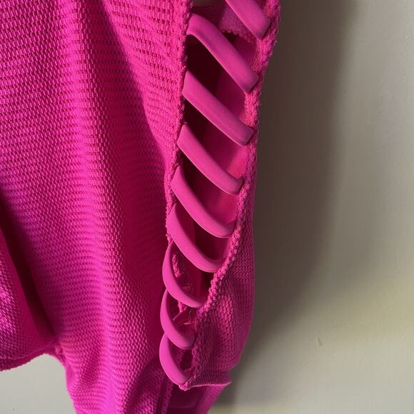 Xhilaration Mesh One Piece Swimsuit Swimwear Bathing Strappy Ladder Sides Pink S - Picture 8 of 16